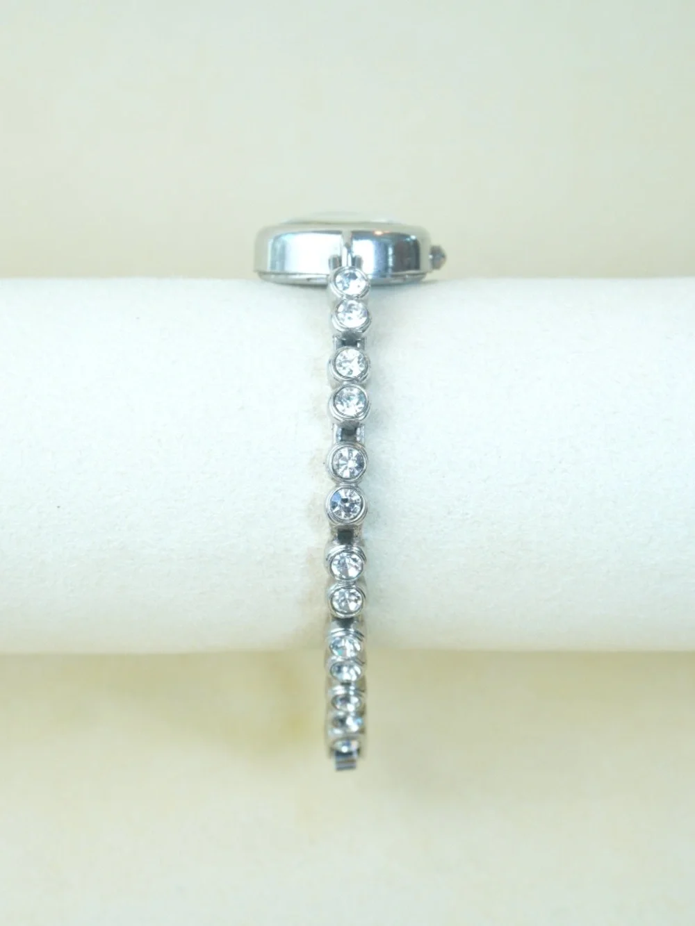 Vintage GX Rhinestone Bracelet Watch | Silver-Tone Quartz | Sparkly Crystal Band